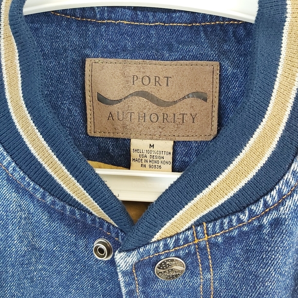 Vintage Contrast Denim Bomber Jacket sz Medium - Picture 4 of 13